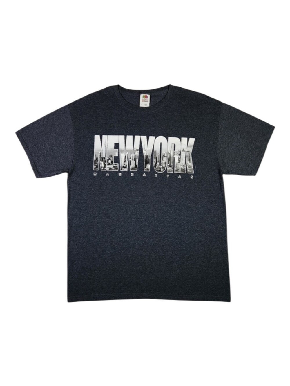 Y2K NYC Manhattan Cityscape Photo Graphic Tee Large Gray Retro Travel T-shirt